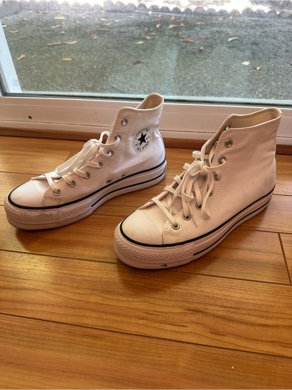Converse White High Top Platform Chuck Taylor Sneakers